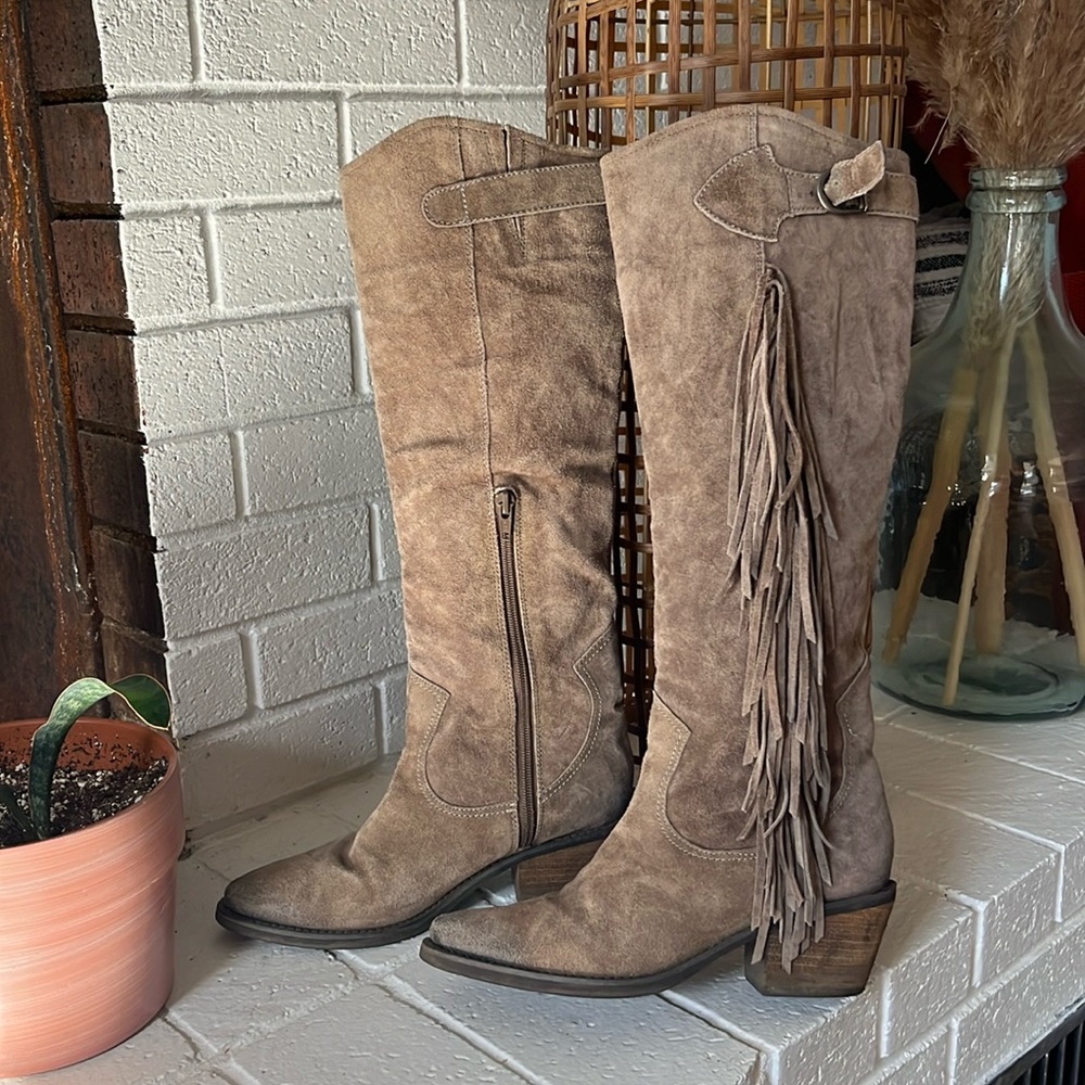 Fringe Leather Cowgirl Boots